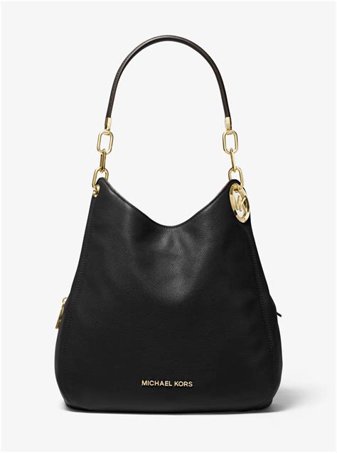 Michael Kors Black Lillie Large Pebbled Leather Shoulder Bag